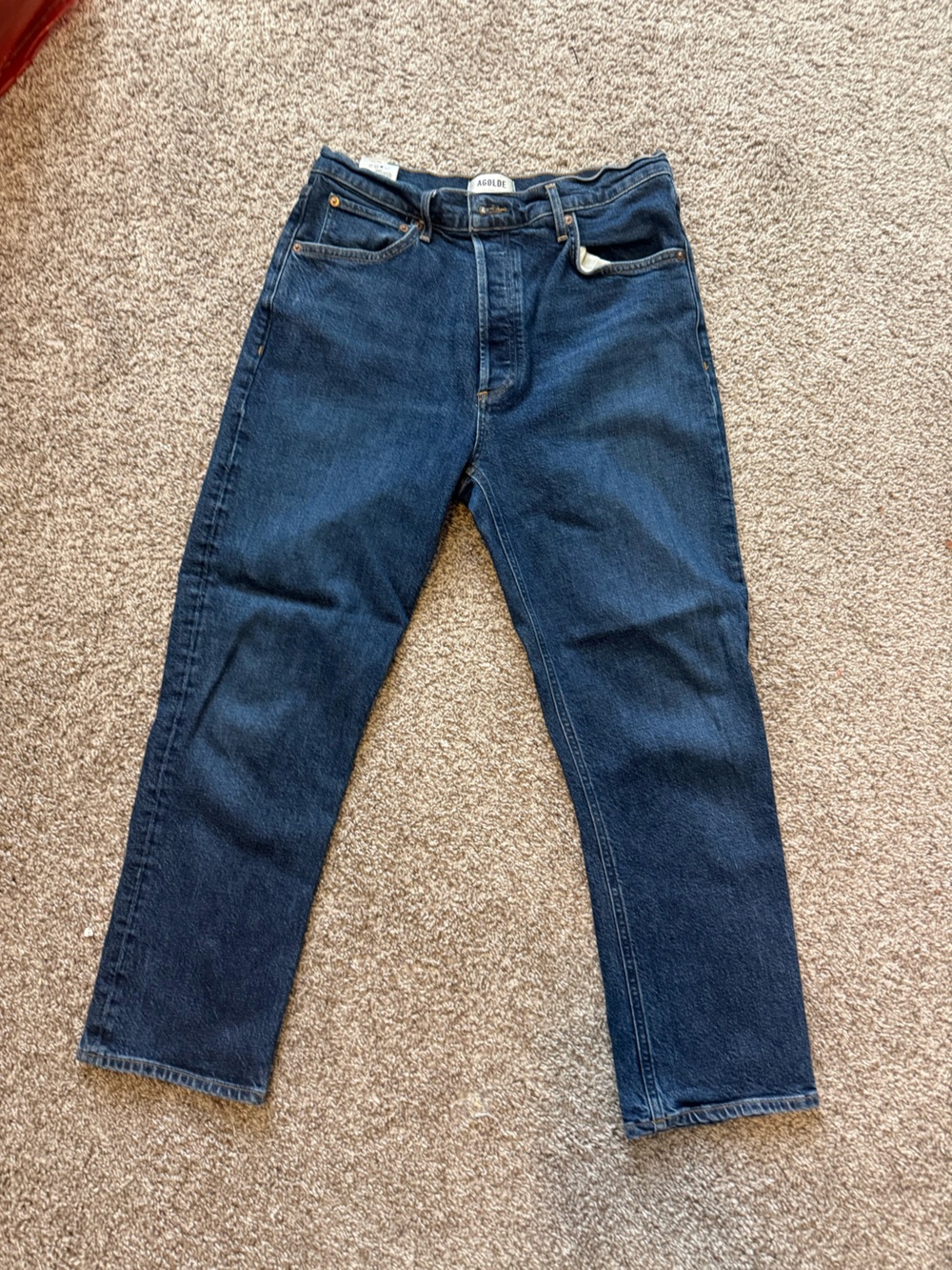 Agolde Womens Straight Dark Blue Jeans